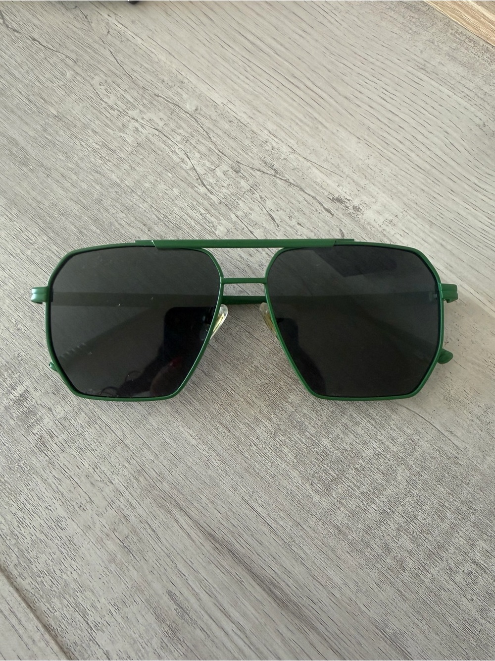 Green Metal Frame Sunglasses with Dark Lenses
